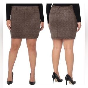 Liverpool Los Angeles Herringbone Brown Pencil Skirt 16W